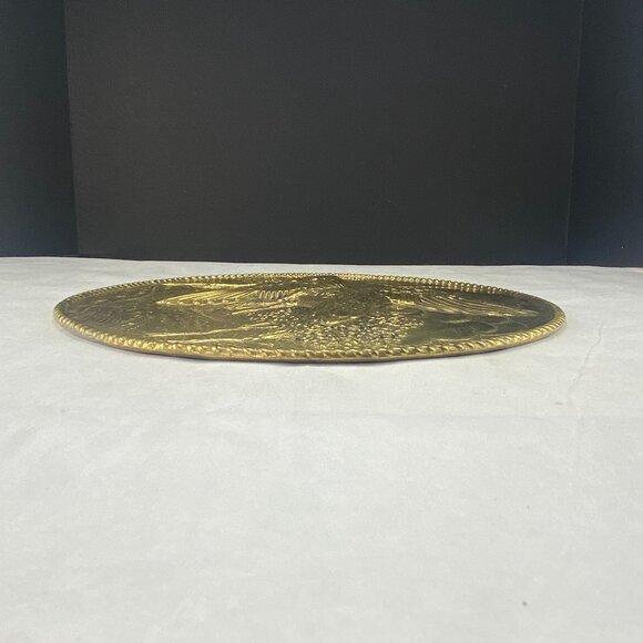 Vintage Retro Embossed Brass Wall Decor Plate Flying Duck or Goose - Picture 4 of 8